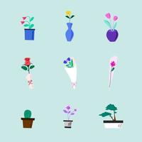 plant flower flat with vase vector