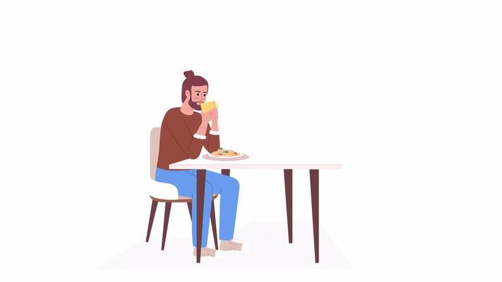 Animated man eating at dinner table. Guy drinking coffee. Full body flat  person on white background with alpha channel transparency. Color cartoon  style 4K video footage of character for animation 19535513 Stock Video at  Vecteezy