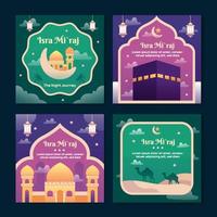 Isra Miraj Greeting Social Media Template vector