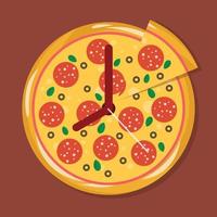 Clock pizza in flat style vector