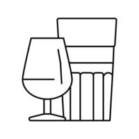 Ilustración de vector de icono de línea de producción de vidrio de taza