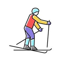 skiing extreme winter sport color icon vector illustration