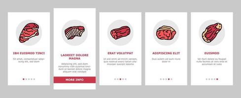 Beef Meat Nutrition Production onboarding icons set vector