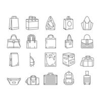 Bag For Carry Products And Goods Icons Set Vector
