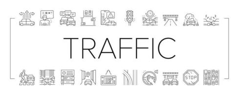 Traffic Jam Transport Collection Icons Set Vector