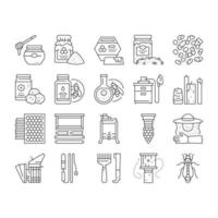 Beekeeping Profession Occupation Icons Set Vector