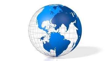 terre bleue 3d, globe, carte du monde avec tous les continents - europe, asie, amérique du nord, amérique du sud, australie, groenland video