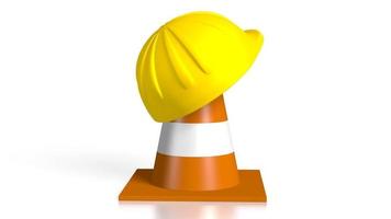 3D Traffic Cone and Helmet on White Background video