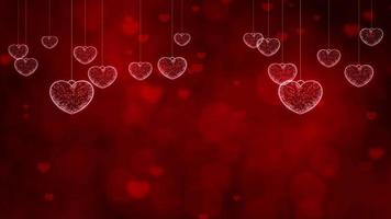 Valentine's day abstract red background, Red Heart shaped swaying and particles flowing for Valentine's day video