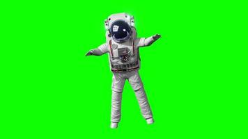 Astronaut Floating in Space - Isolated on Green Background video