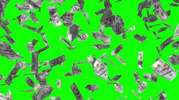 Falling Hundred Dollar Bills, Rain Effect - Great for Topics Like Financial Success, Winning a Lottery, Treasure etc. Isolated on Green Background video