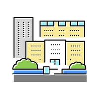 residential complex apartment building color icon vector illustr