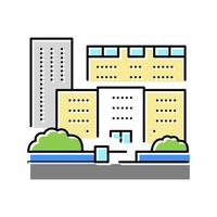 complejo residencial apartamento edificio color icono vector illustr