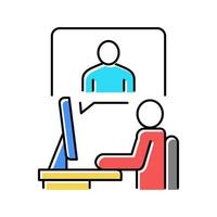 video call or remote interview color icon vector illustration