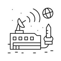 space base sending signal on earth line icon vector illustration