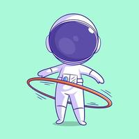 Astronaut is playing hula hoop so great vector