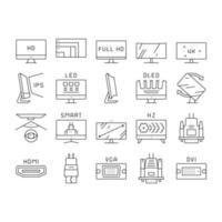 Computer Pc Monitor Collection Icons Set Vector