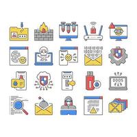 conjunto de iconos de colección de seguridad de internet vector