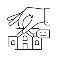 asistencia alquiler propiedad finca casa línea icono vector ilustración