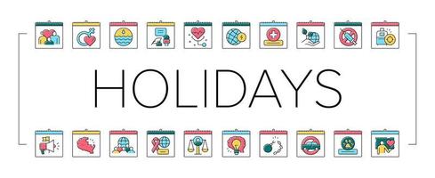 World Holidays Event Collection Icons Set Vector