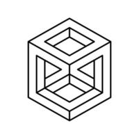 cube impossible geometric shape line icon vector illustration