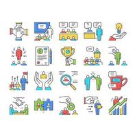 Business Situations Collection Icons Set Color Vector