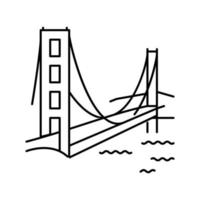 golden gate puente línea icono vector ilustración