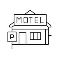 ilustración de vector de icono de línea de motel de construcción