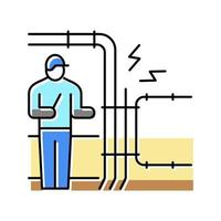 Ilustración de vector de icono de color de búsqueda de fallas eléctricas