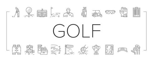 juego deportivo de golf en los iconos del patio de recreo establecer vector