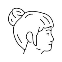 face kid female line icon vector illustration