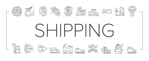Free Shipping Service Collection Icons Set Vector