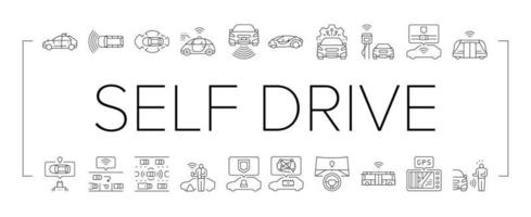 car self vehicle drive smart auto icons set vector