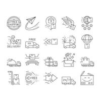 Free Shipping Service Collection Icons Set Vector