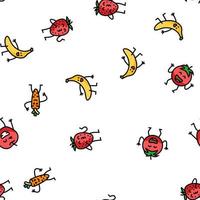 fruit character funny food vector seamless pattern