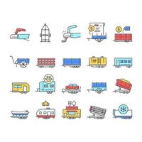 Trailer Transport Collection Icons Set Vector