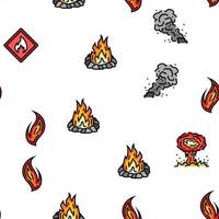 flame hot fire burn bonfire heat vector seamless pattern