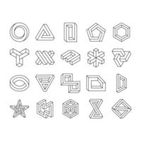 impossible geometric shape icons set vector