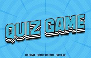 Editable text effect free, Quiz Game 3d text style template, Comic Text Effect Vector Art