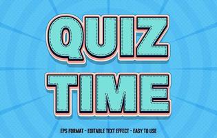 Editable text effect, Quiz Time 3d text style template, Comic Text Effect Vector Art