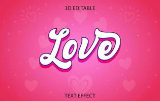 efecto de texto editable gratis, plantilla de estilo de texto 3d de amor, arte de vector de efecto de texto