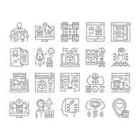 Startup Business Idea Launching Icons Set Vector