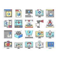 3d Modelling Software And Device Icons Set Vector