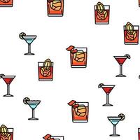 cocktail glass drink alcohol bar vector seamless pattern