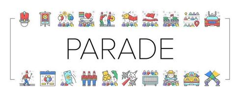 Parade Celebration Festival Event Icons Set Vector