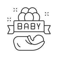 bebé nacido celebración globos línea icono vector ilustración
