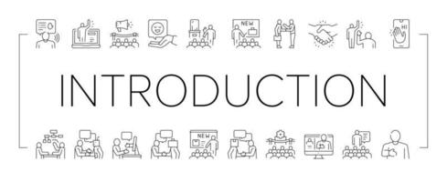 Introduction Speech Collection Icons Set Vector