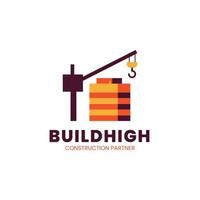 flat design construction company logo template vector