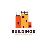 flat design construction company logo template vector