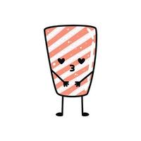 Kawaii sushi mascot in cartoon style. Cute sashimi with salmon for menu vector